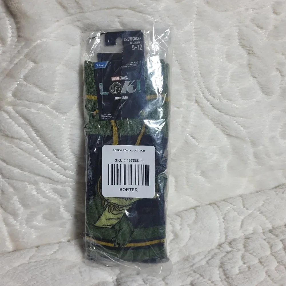Marvel Disney Loki Alligator Gator Chibi Crew Socks Unisex Size 5-12 New OOS